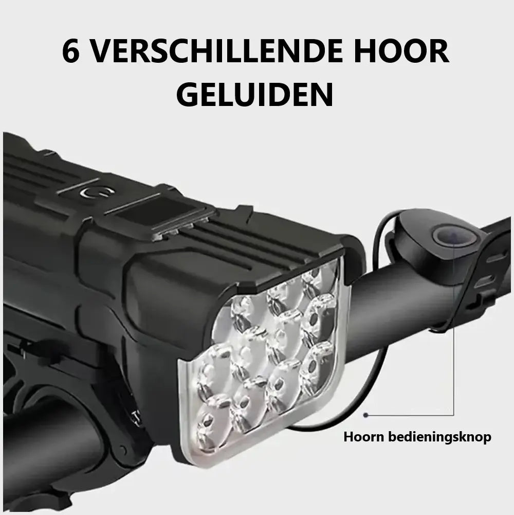 12 LED krachtig fiets nachtlicht met hoorn Aprizz - Outdoor premium producten