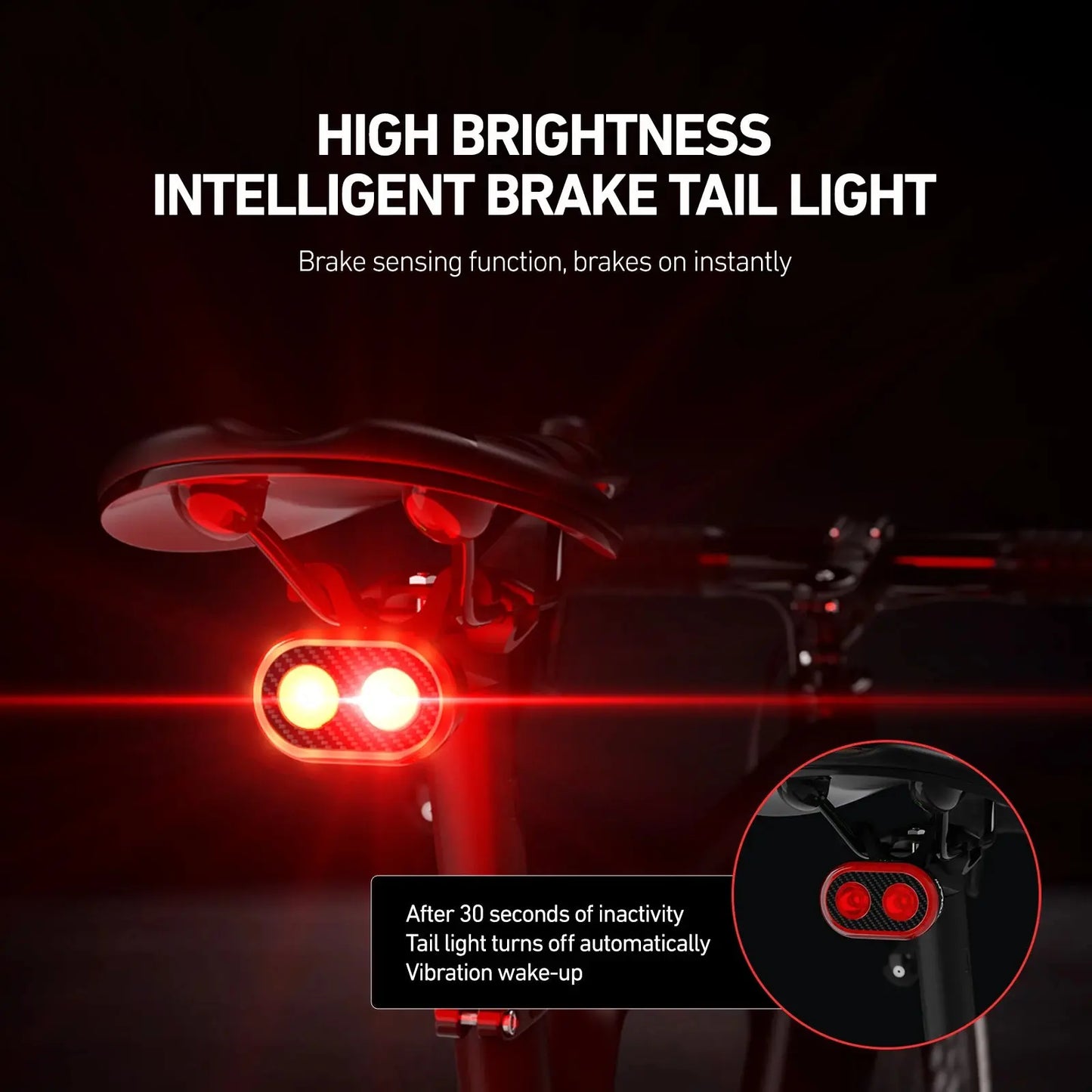 Fiets verlichtingset met slimme remdetectie - 200 Lumen CY-300T Aprizz - Outdoor premium producten