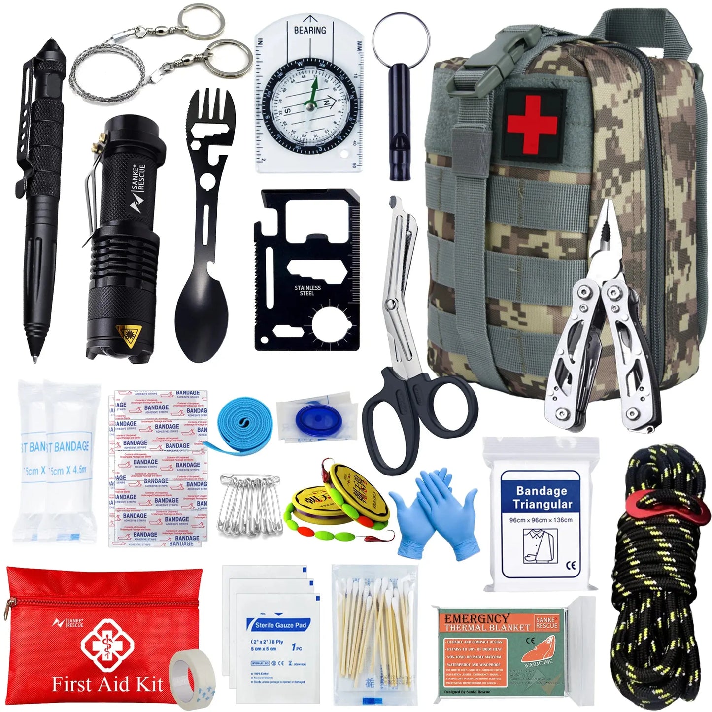 Survival Shield Pro - 24-in-1 Tactische EHBO en Survival Kit Aprizz - Outdoor premium producten