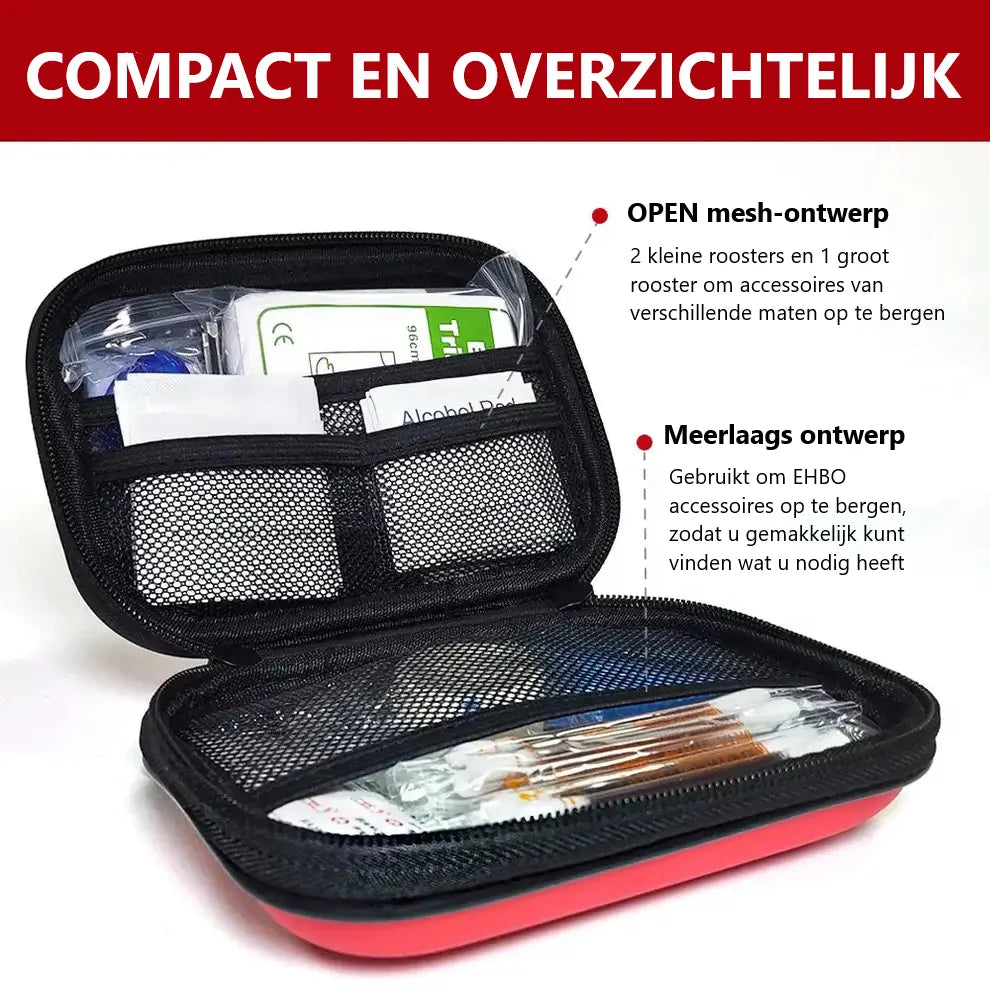 Compacte eerste hulp EHBO kit 90pcs | Rood of Zwart Aprizz - Outdoor premium producten