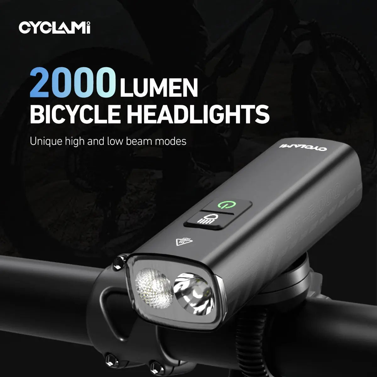 Cyclami krachtige fiets koplamp 2000 of 1200 Lumens Aprizz - Outdoor premium producten