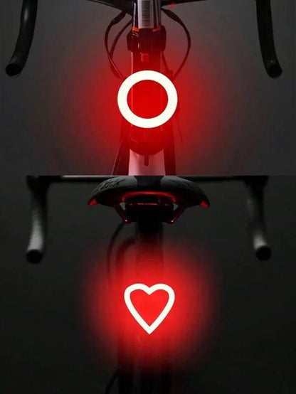 CyclingHeart USB-fietsachterlicht hartvormig - driehoek of cirkel COB fiets achterlicht Aprizz - Outdoor premium producten