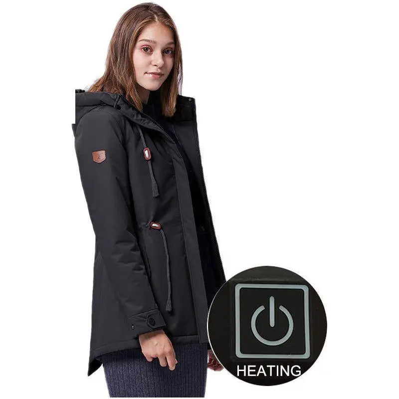 Halflange dames winterjas met IR verwarming - 5 kleuren Aprizz