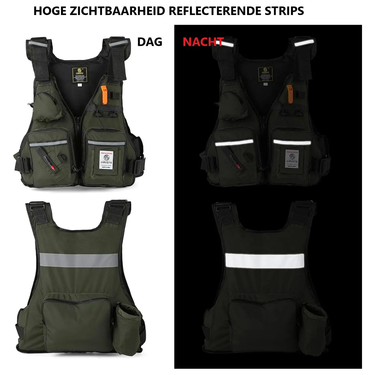 Multifunctioneel outdoor reddingsvest – duurzaam & verstelbaar met 16 zakken Aprizz