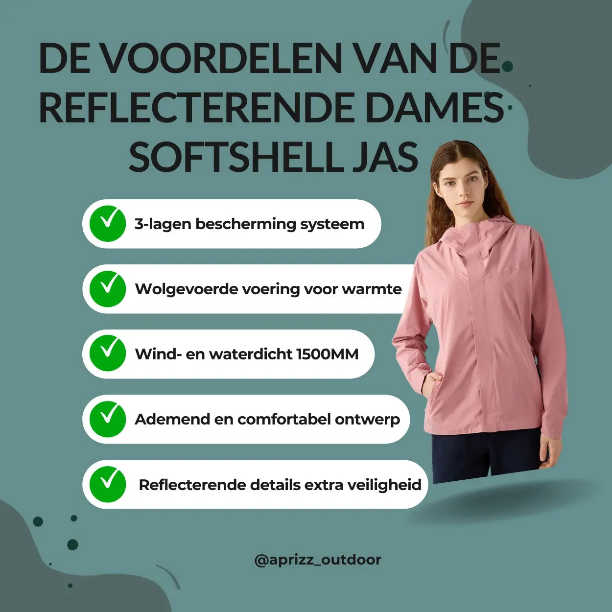 Reflecterende wolgevoerde softshell damesjas - FrostGuard Pro Aprizz