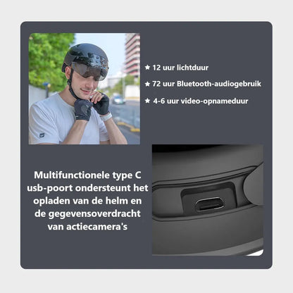 Slimme Fietshelm met bluetooth, 1080p Camera & LED veiligheidsverlichting Aprizz