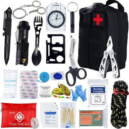 Survival Shield Pro - 24-in-1 Tactische EHBO en Survival Kit Aprizz - Outdoor premium producten