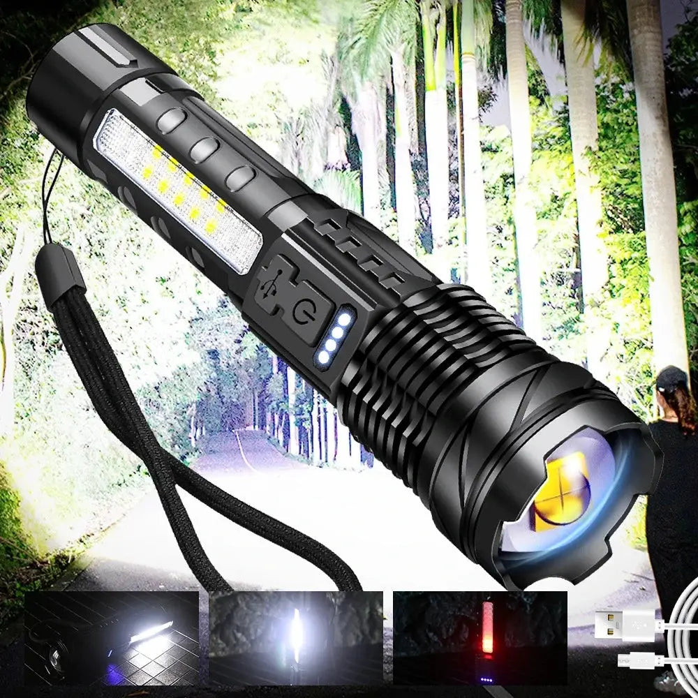 Tactische LED Zaklamp – Waterdicht & oplaadbaar met telescopische zoom Aprizz