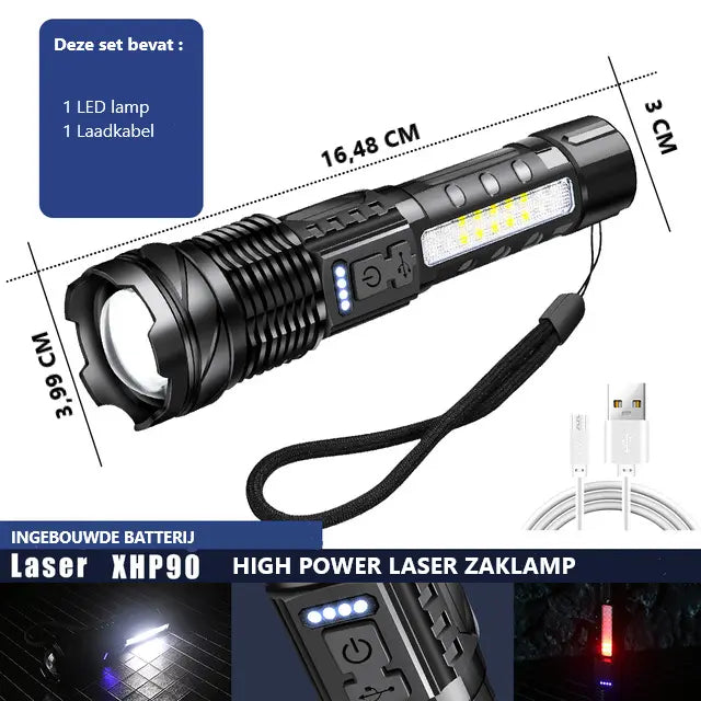 Tactische LED Zaklamp – Waterdicht & oplaadbaar met telescopische zoom Aprizz