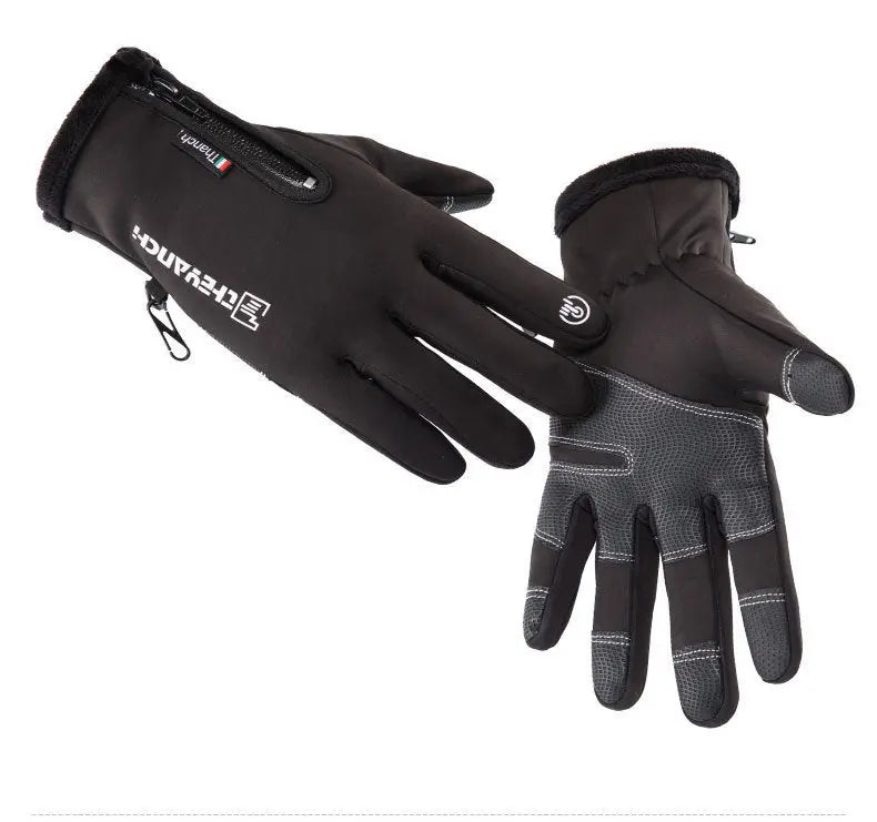 ThermoGrip winter handschoenen met verbeterde rits grijs of zwart Aprizz