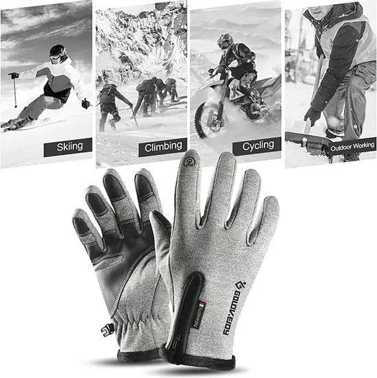 ThermoGrip winter handschoenen met verbeterde rits grijs of zwart Aprizz