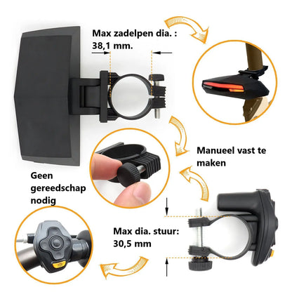 USB oplaadbaar slim fiets achterlicht met draadloze afstandsbediening Aprizz