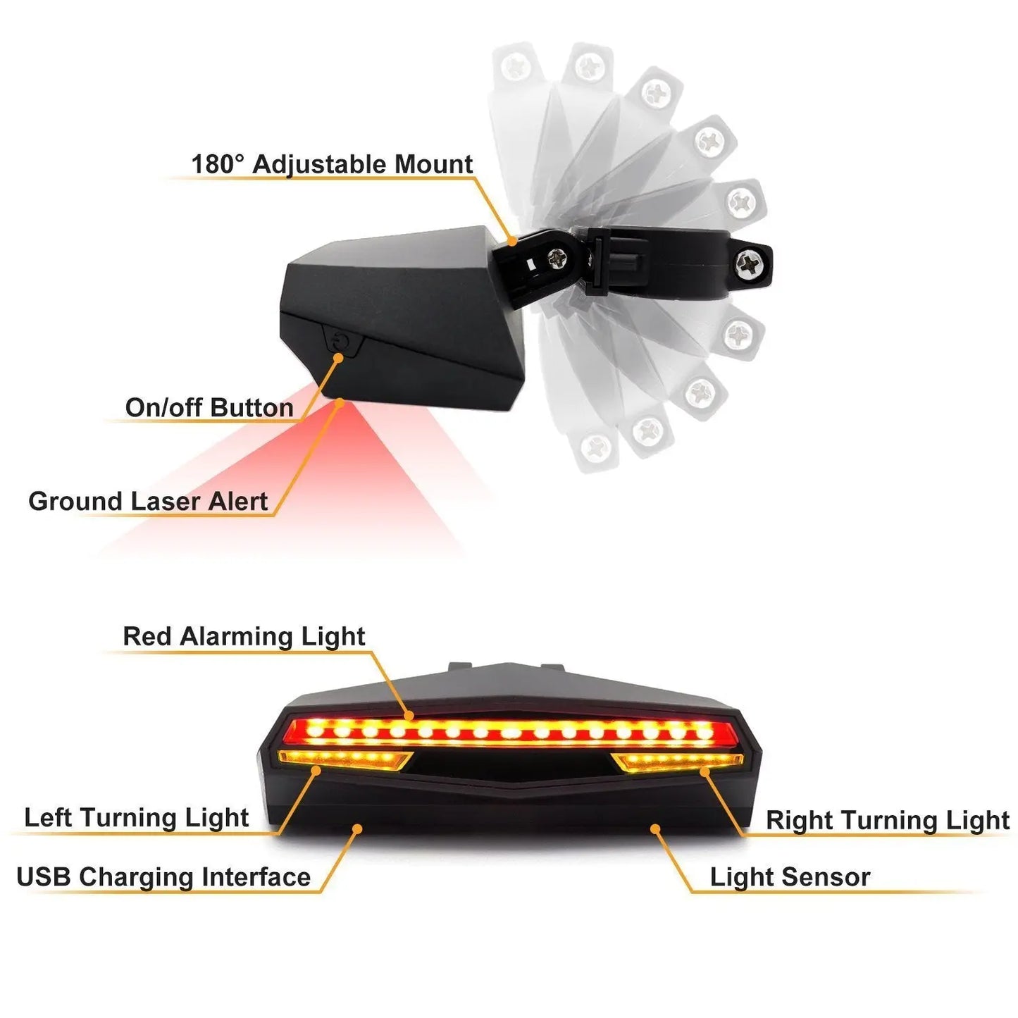 USB oplaadbaar slim fiets achterlicht met draadloze afstandsbediening Aprizz